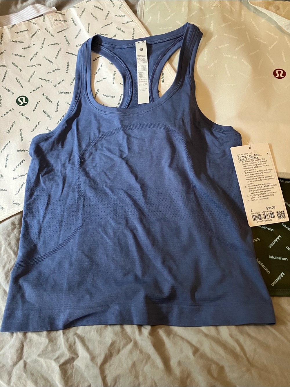 NWT Lululemon Swiftly Tech Scoop Neck Tank 2.0 *Race, Sz 6, BRILLIANT BLUE